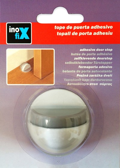 Tope de puerta metálico adhesivo / blanco