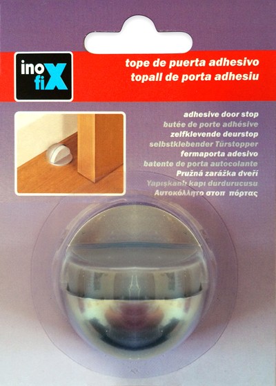 Tope de puerta metálico adhesivo / cromo mate