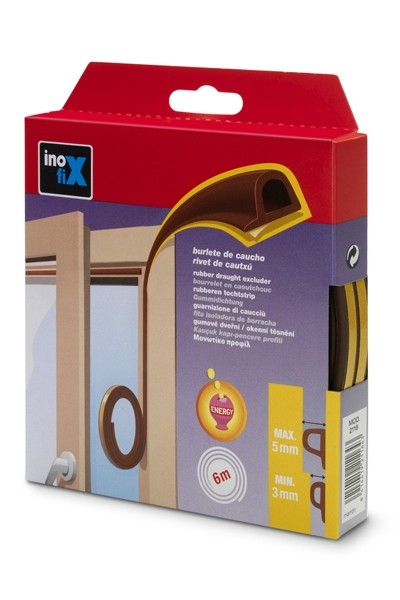 Burlete adhesivo \"P\" 6 m. / marrón