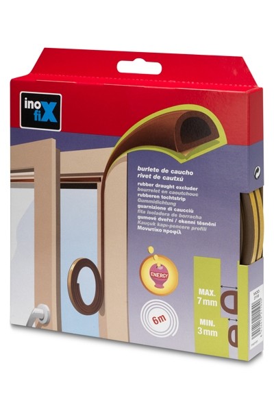 Burlete adhesivo \"D\" 6 m. / marrón