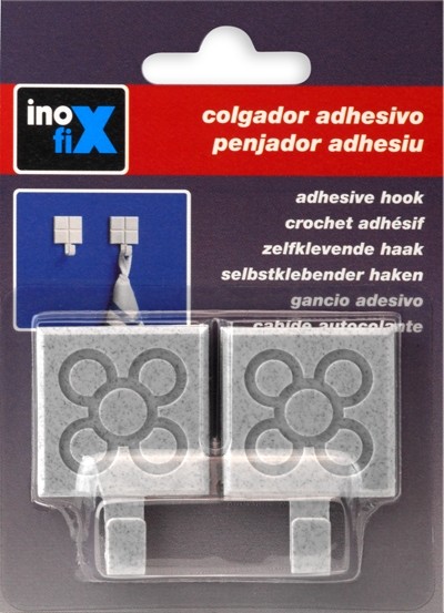 Colgador adhesivo baldosa rayada / gris