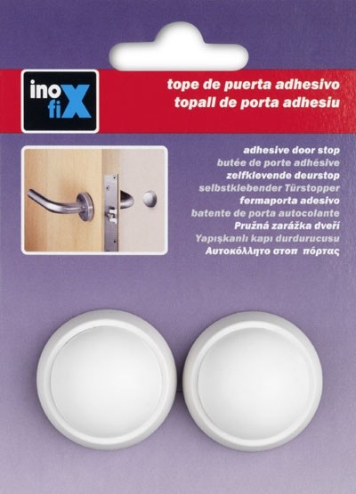 Tope puerta adhesivo de pared / blanco
