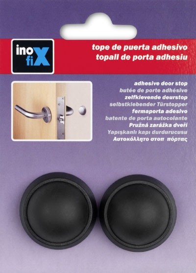 Tope puerta adhesivo de pared / negro