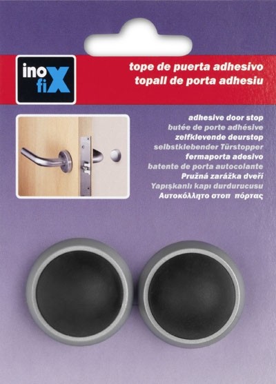 Tope puerta adhesivo de pared / cromo mate negro