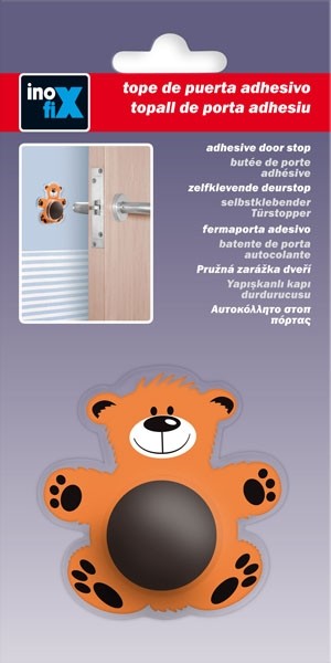 Tope pared adhesivo oso / naranja