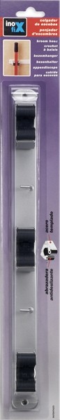 Colgador escobas triple / cromo mate