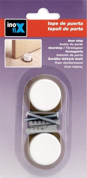 Tope de puerta con tornillo / blanco
