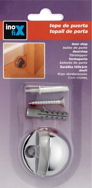 Tope de puerta metálico con tornillo / cromado