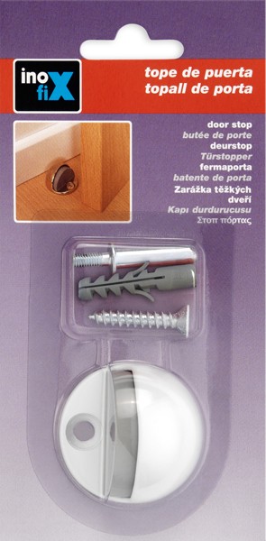 Tope de puerta metálico con tornillo / blanco