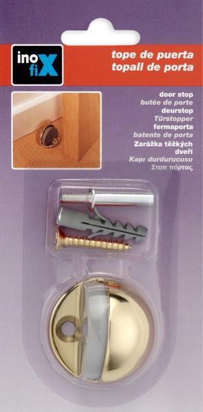 Tope de puerta metálico con tornillo / dorado