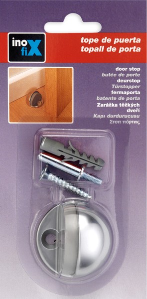 Tope de puerta metálico con tornillo / cromo mate