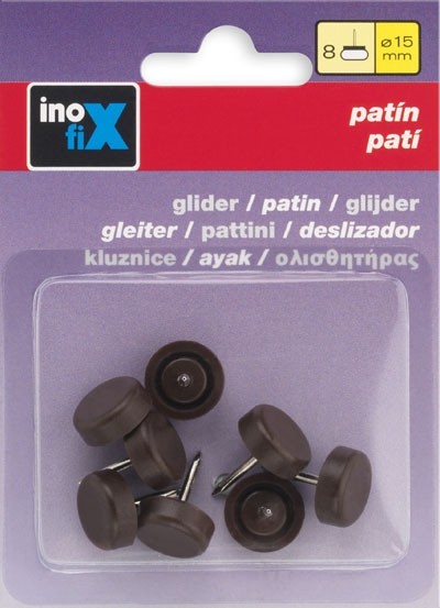 Patín deslizante plástico Ø 15 mm / marrón