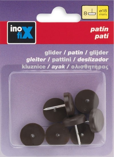 Patín deslizante plástico Ø 18 mm / marrón