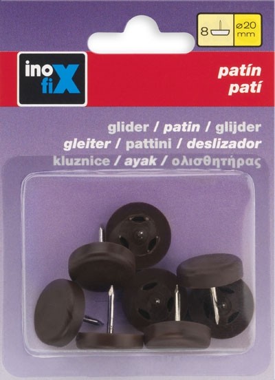 Patín deslizante plástico Ø 20 mm / marrón