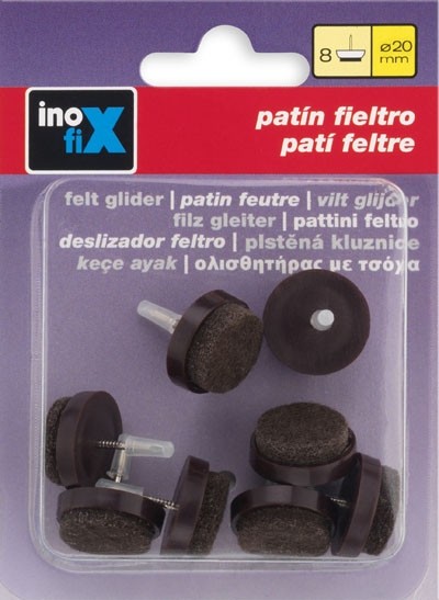 Patín deslizante fieltro Ø 20 mm / marrón