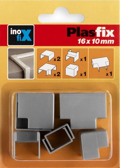 Accesorios surtidos canaleta 16 x 10 mm / gris metalizado