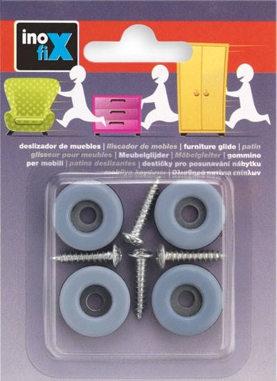 Deslizador mueble con tornillo ø 22 mm / gris