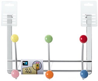 Colgador sobrepuerta 3 ganchos dobles / colores