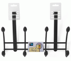 Colgador sobrepuerta 4 ganchos dobles / negro