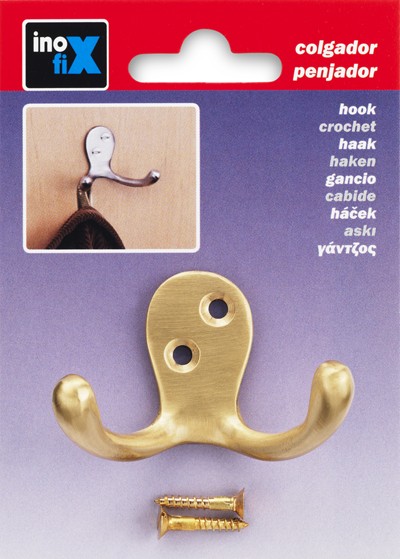 Colgador clásico doble de latón / latón satinado