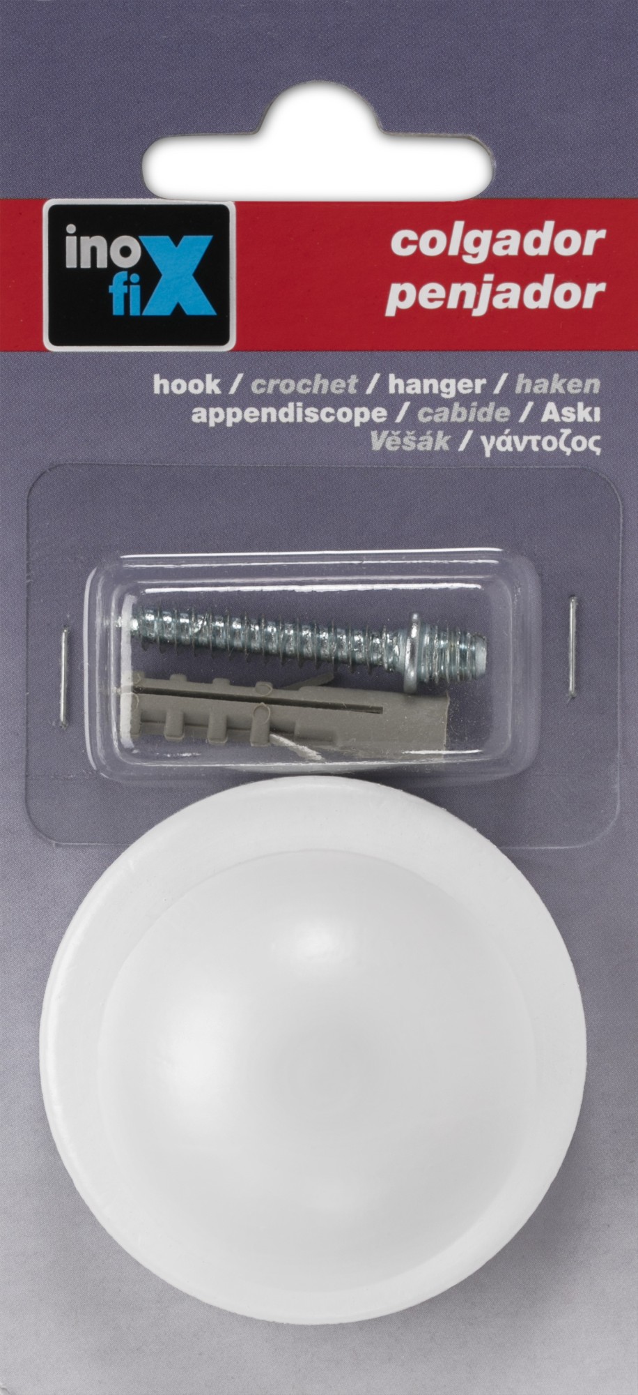 Colgador madera de pino 1 pomo / blanco