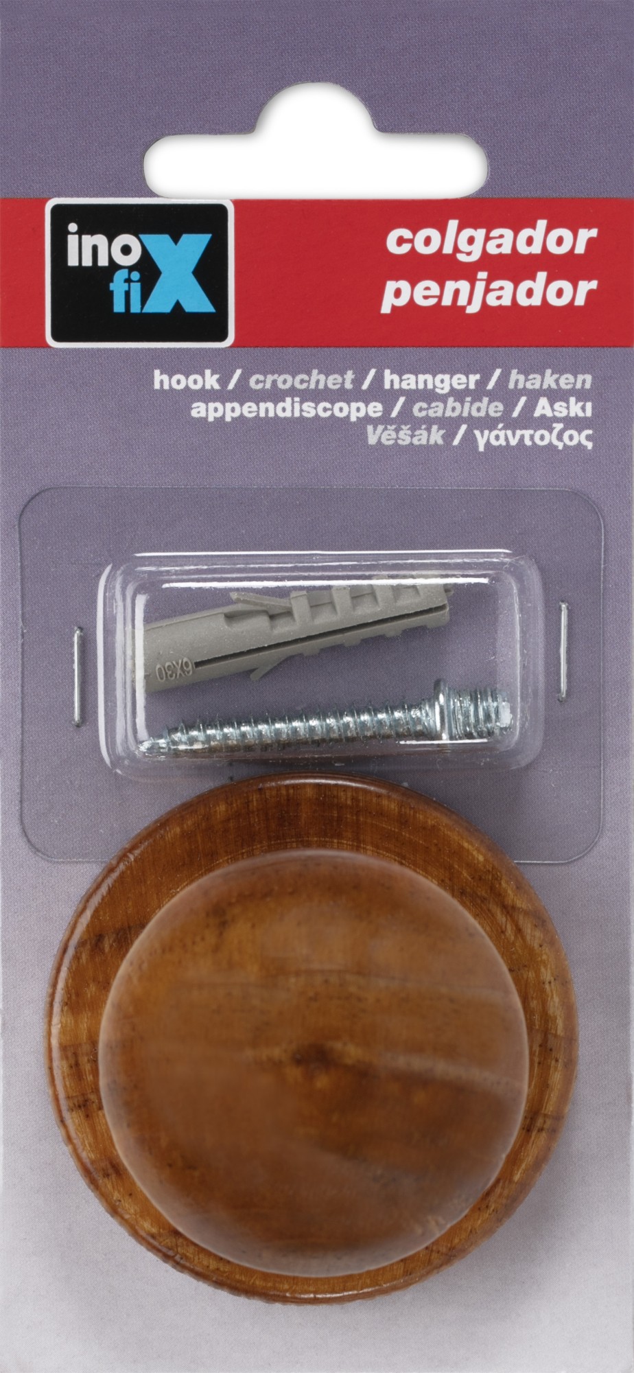 Colgador madera de pino 1 pomo / miel