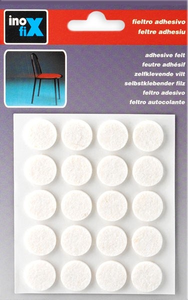 Fieltro lana adhesivo Ø 17 mm / blanco