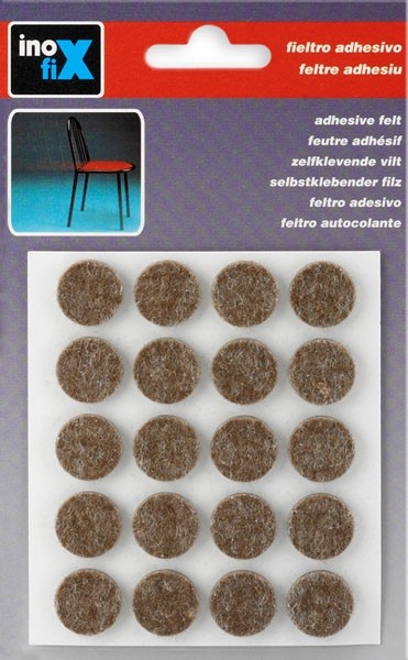Fieltro lana adhesivo Ø 17 mm / marrón