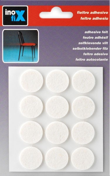 Fieltro lana adhesivo Ø 22 mm / blanco