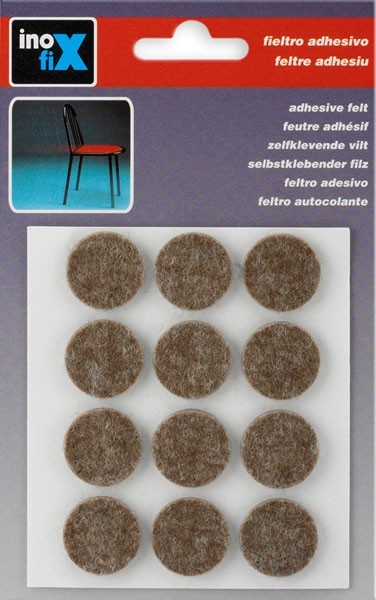 Fieltro lana adhesivo Ø 22 mm / marrón