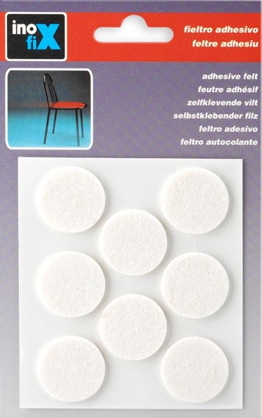 Fieltro lana adhesivo Ø 27 mm / blanco