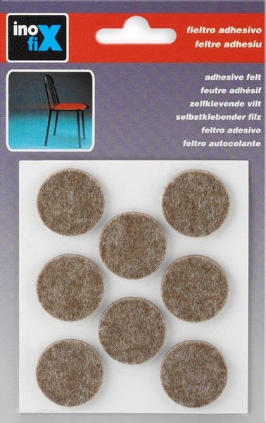 Fieltro lana adhesivo Ø 27 mm / marrón