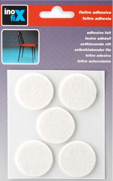 Fieltro lana adhesivo Ø 34 mm / blanco