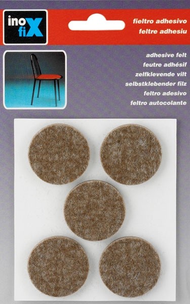 Fieltro lana adhesivo Ø 34 mm / marrón