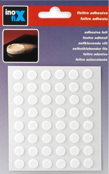 Fieltro lana adhesivo Ø 9 mm / blanco