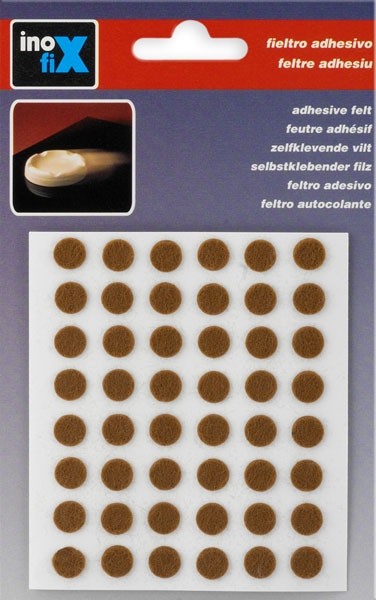 Fieltro lana adhesivo Ø 9 mm / marrón