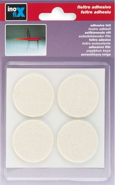 Fieltro lana adhesivo Ø 38 mm / blanco