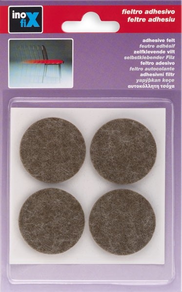 Fieltro lana adhesivo Ø 38 mm / marrón