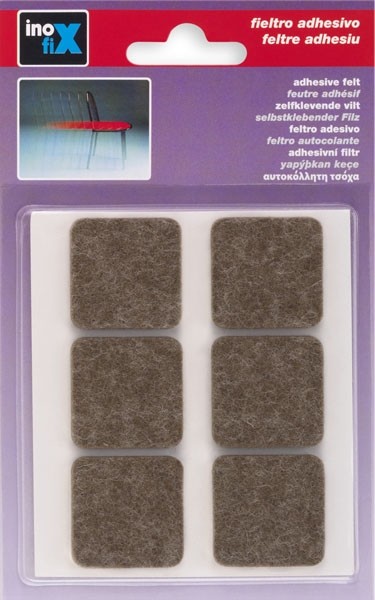 Fieltro lana adhesivo 31x31 mm / marrón