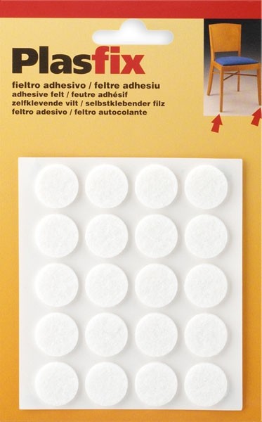 Fieltro sintético adhesivo Ø 17 mm / blanco