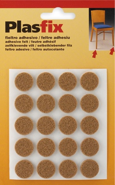 Fieltro sintético adhesivo Ø 17 mm / marrón