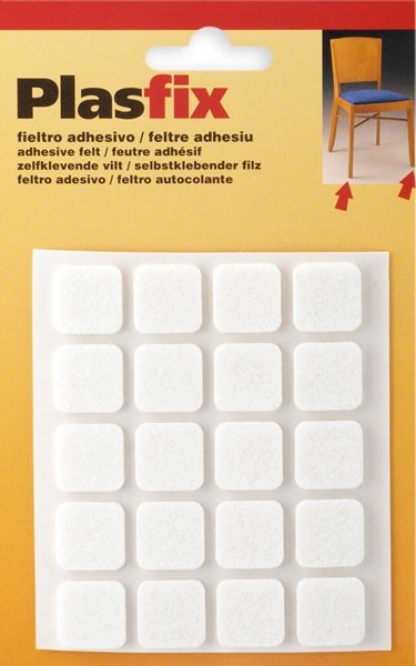 Fieltro sintético adhesivo 17 x 17 mm / blanco