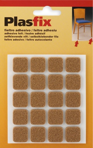 Fieltro sintético adhesivo 17 x 17 mm / marrón