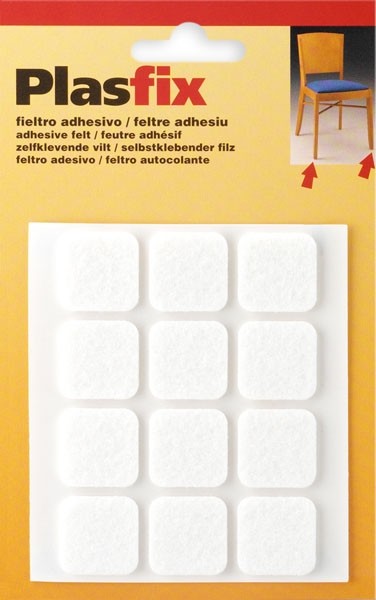 Fieltro sintético adhesivo 22 x 22 mm / blanco