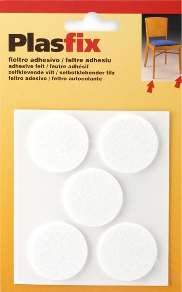 Fieltro sintético adhesivo Ø 34 mm / blanco