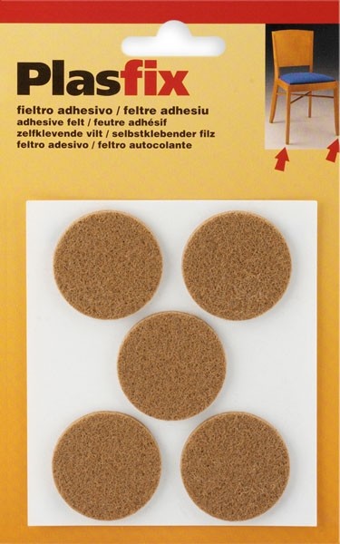 Fieltro sintético adhesivo Ø 34 mm / marrón