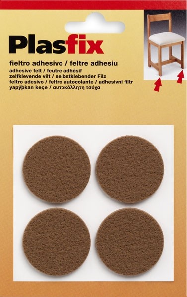 Fieltro sintético adhesivo Ø 38 mm / marrón