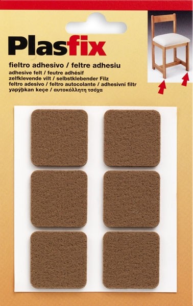 Fieltro sintético adhesivo 31x31 mm / marrón