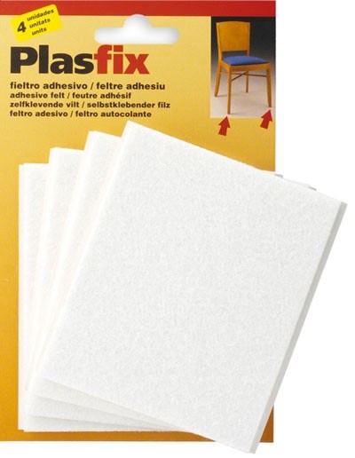 Fieltro sintético adhesivo 100 x 85 mm / blanco