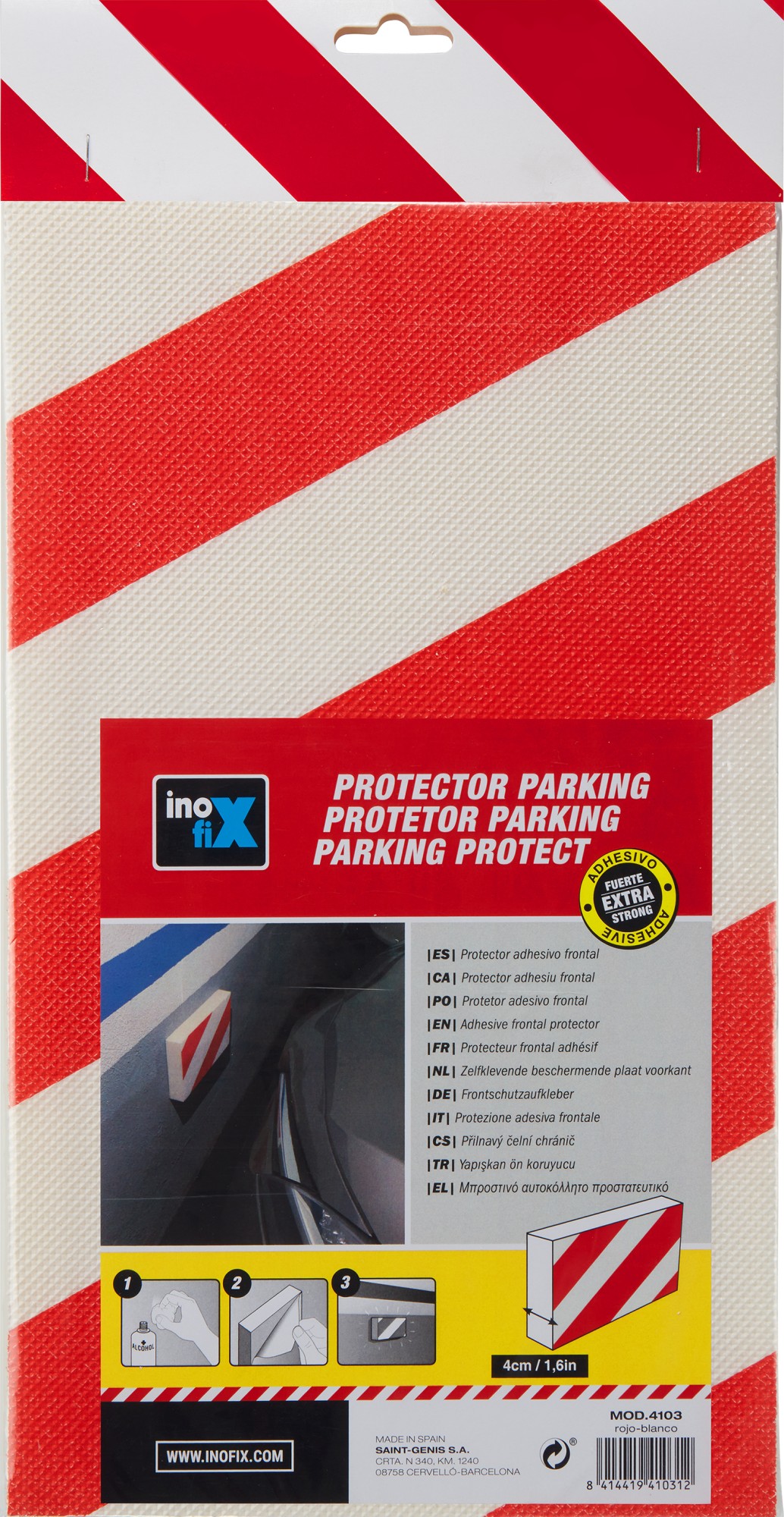 Protector parking frontal / rojo-blanco